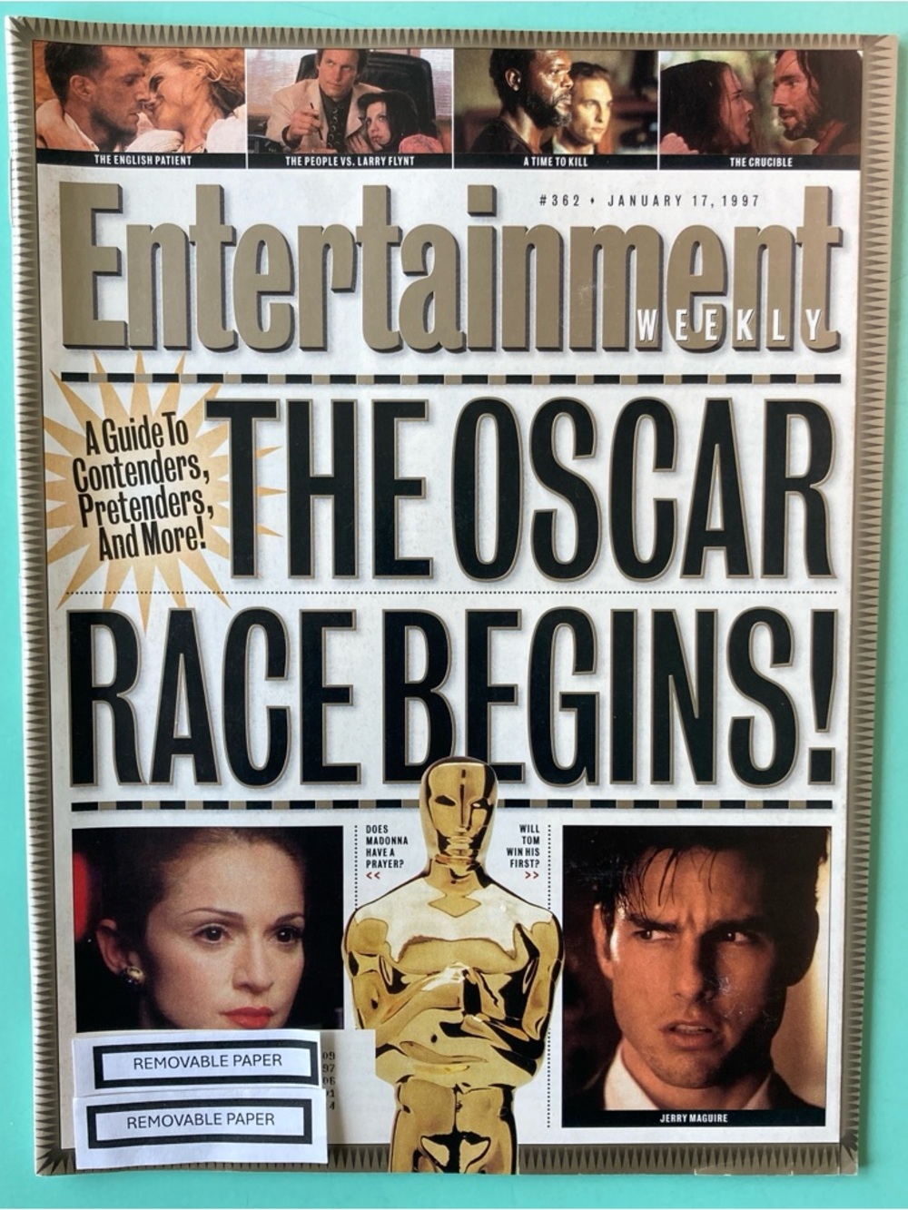 Entertainment Weekly Magazine OSCAR RACE BEGINS MADONNA - January 17 1997 Label